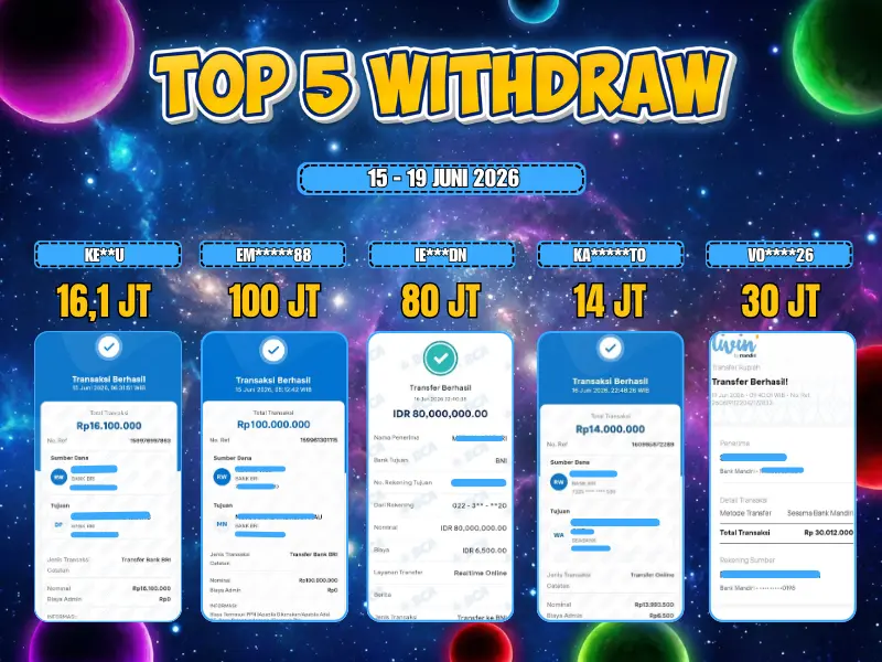 TOP 5 WD 15 JUNI - 19 JUNI 2026