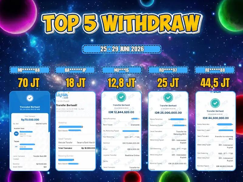 TOP 5 WD 25 JUNI - 29 JUNI 2026
