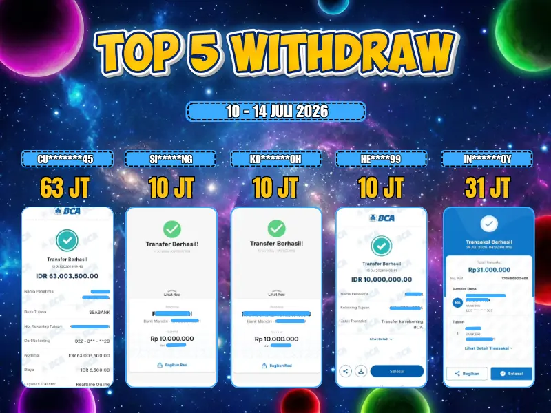 TOP 5 WD 10 JULI - 14 JULI 2026