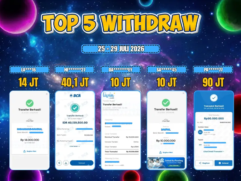 TOP 5 WD 25 JULI - 29 JULI 2026