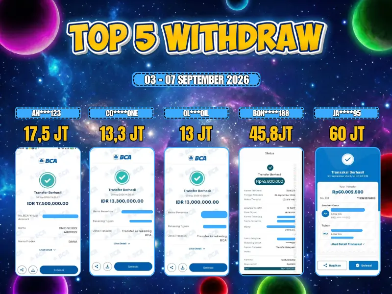 TOP 5 WD 03 SEPTEMBER - 07 SEPTEMBER 2026