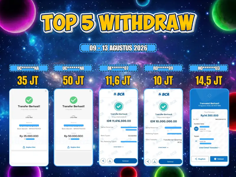 TOP 5 WD 09 AGUSTUS - 13 AGUSTUS 2026