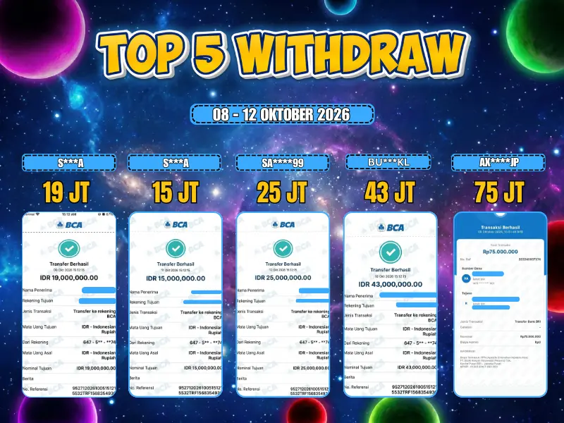 TOP 5 WD 08 OKTOBER - 12 OKTOBER 2026