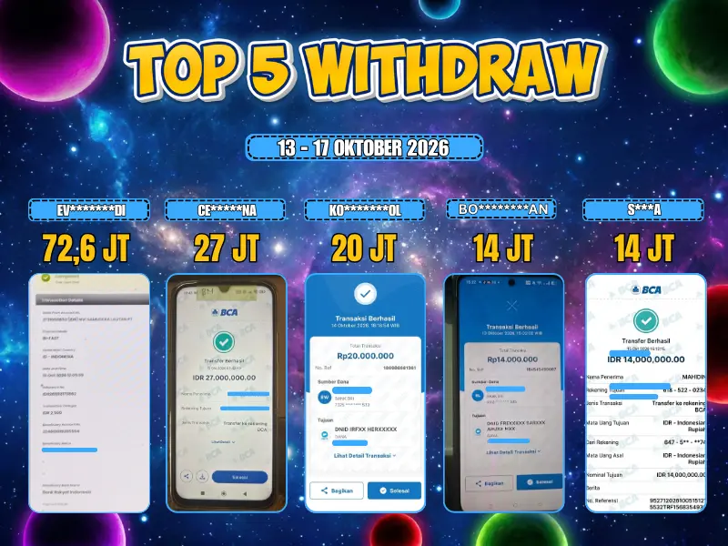 TOP 5 WD 13 OKTOBER - 17 OKTOBER 2026