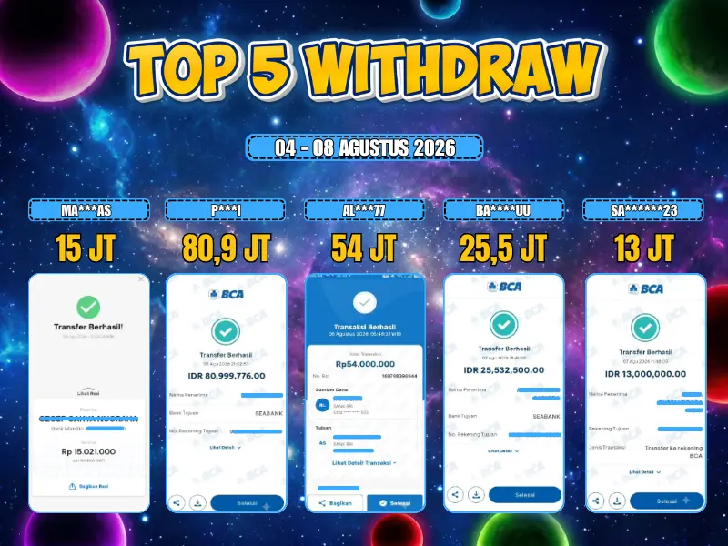 TOP 5 WD 04 AGUSTUS - 08 AGUSTUS 2026