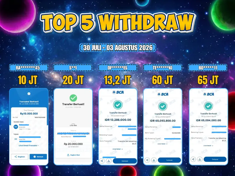 TOP 5 WD 30 JULI - 03 AGUSTUS 2026