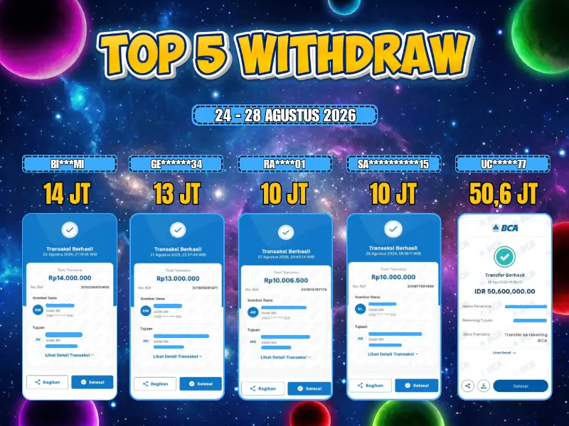 TOP 5 WD 24 AGUSTUS - 28 AGUSTUS 2026